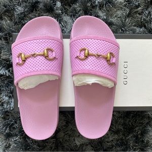 Gucci Women's Pursuit Horsebit Leather Pool Slides